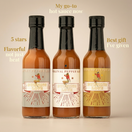 Hot Sauce 3-Pack Gift Set - Original, Habanero & Sweet Heat | Small Batch Restaurant Made | Lady May