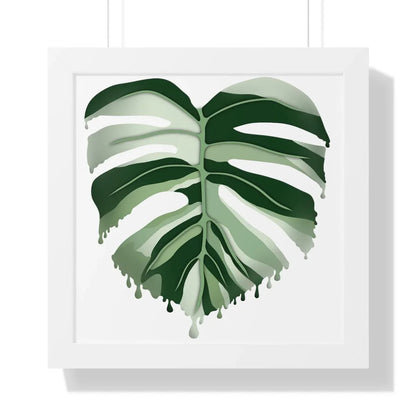 Melting Monstera Albo Framed Print – Botanical Wall Art