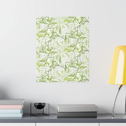 Snow Queen Pothos Pattern Botanical Print – Unframed Wall Art