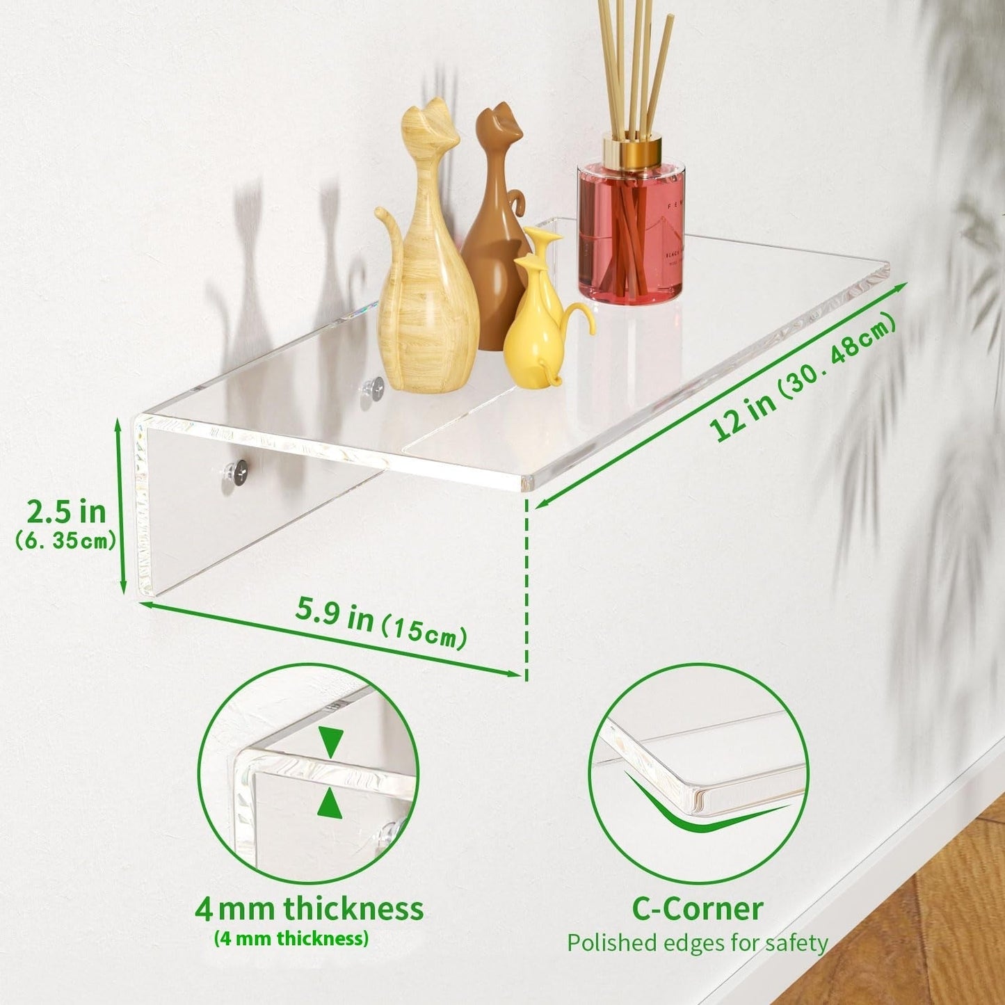 Acrylic L-shaped Shelf Wall-mounted Bookshelf