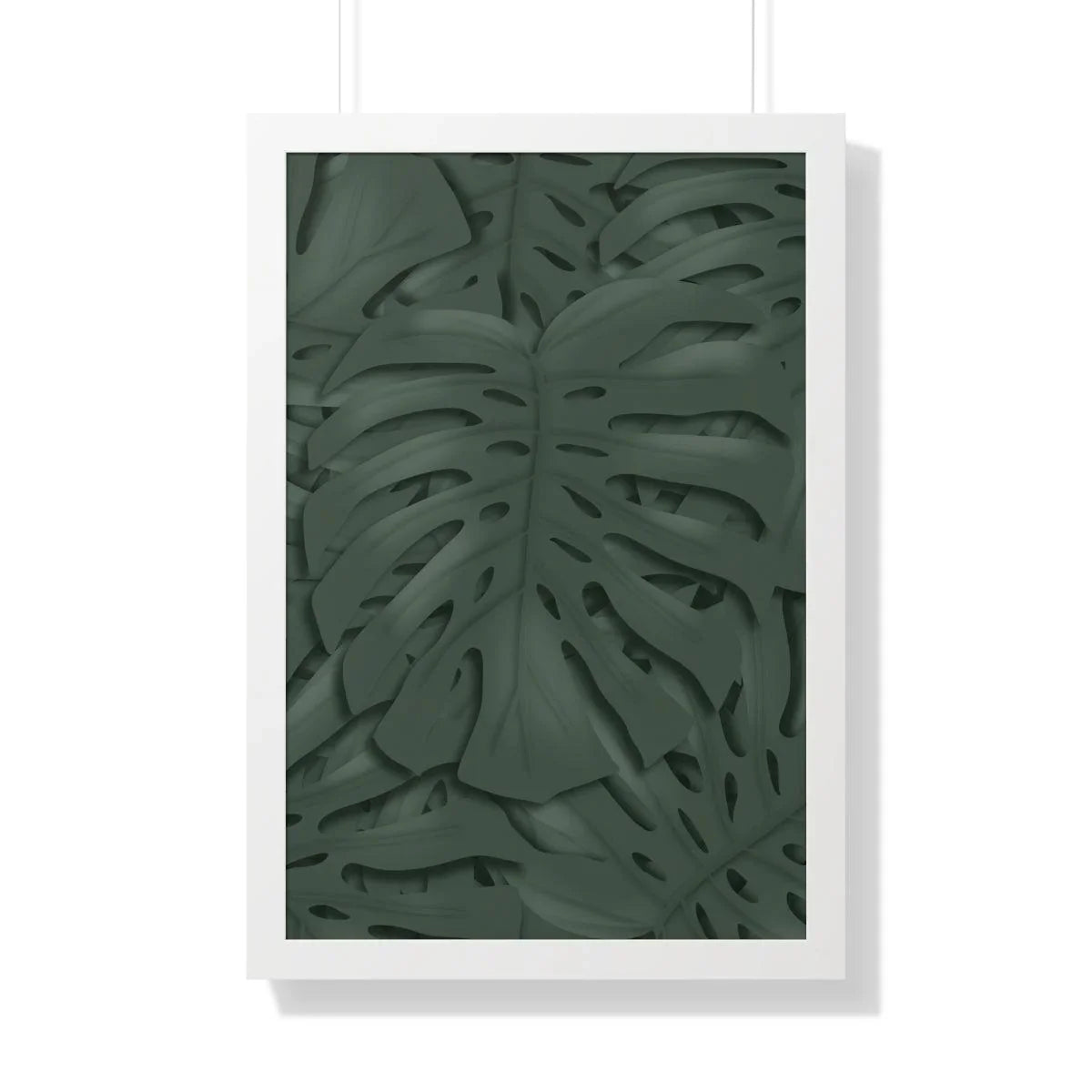Deep Green Monstera Framed Print – Botanical Wall Art