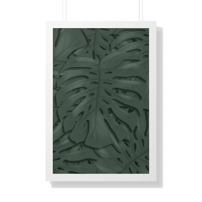 Deep Green Monstera Framed Print – Botanical Wall Art