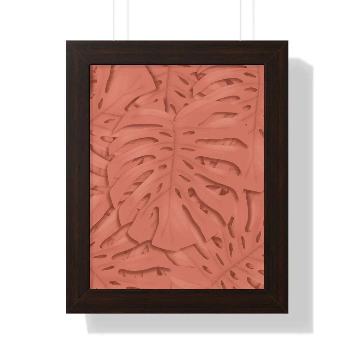 Coral Monstera Framed Print – Botanical Wall Art