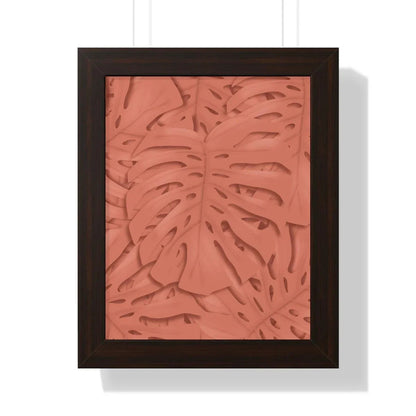 Coral Monstera Framed Print – Botanical Wall Art