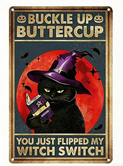 Retro Cat-themed Tin Art Deco Painting