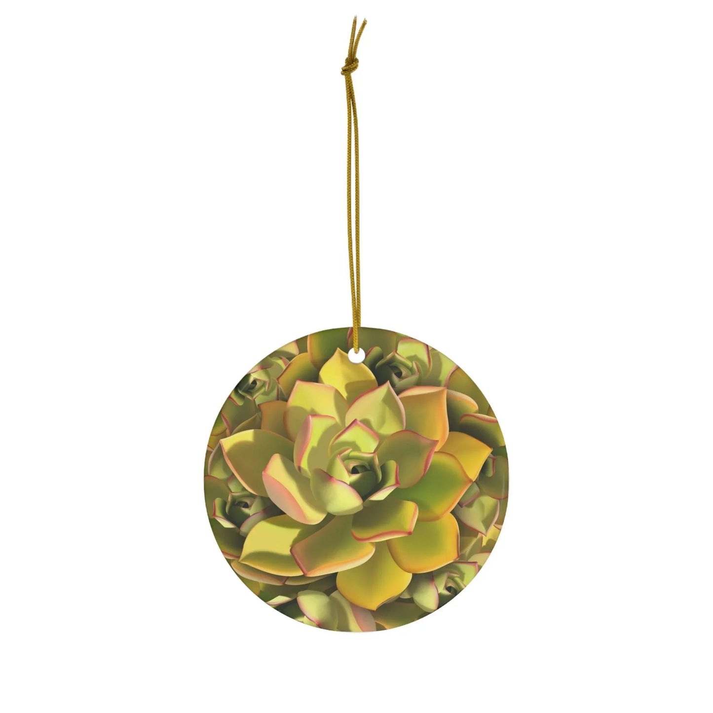 Noble Aeonium Succulent Ceramic Ornament – Canary Islands Pattern
