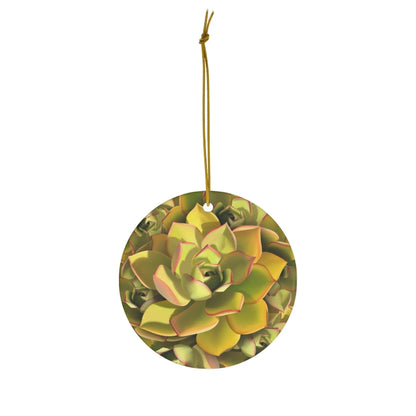 Noble Aeonium Succulent Ceramic Ornament – Canary Islands Pattern