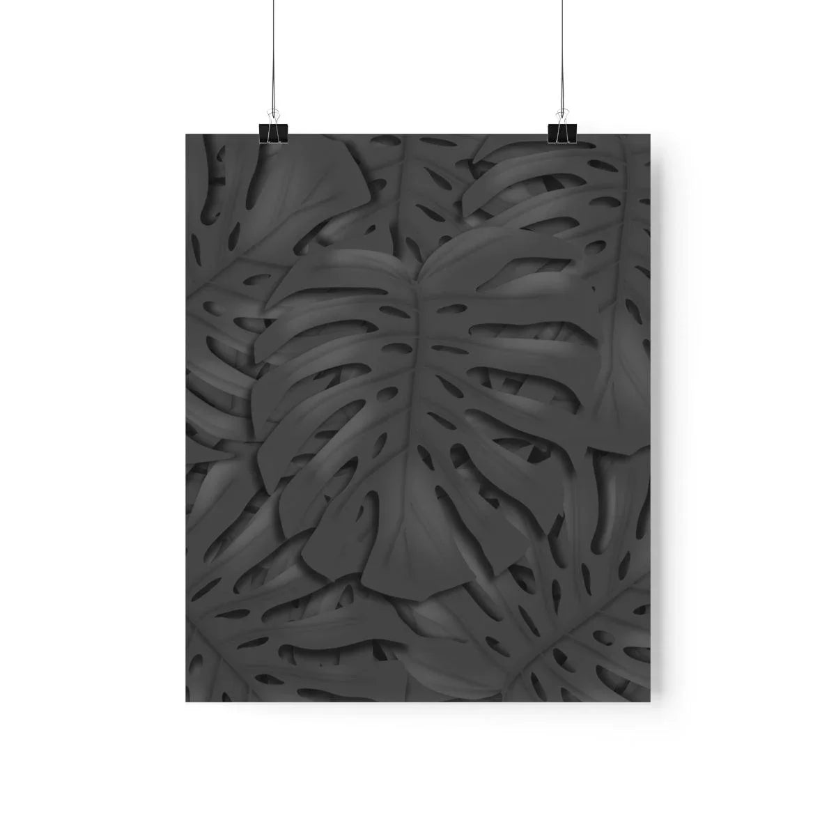 Charcoal Monstera Botanical Print – Unframed Wall Art