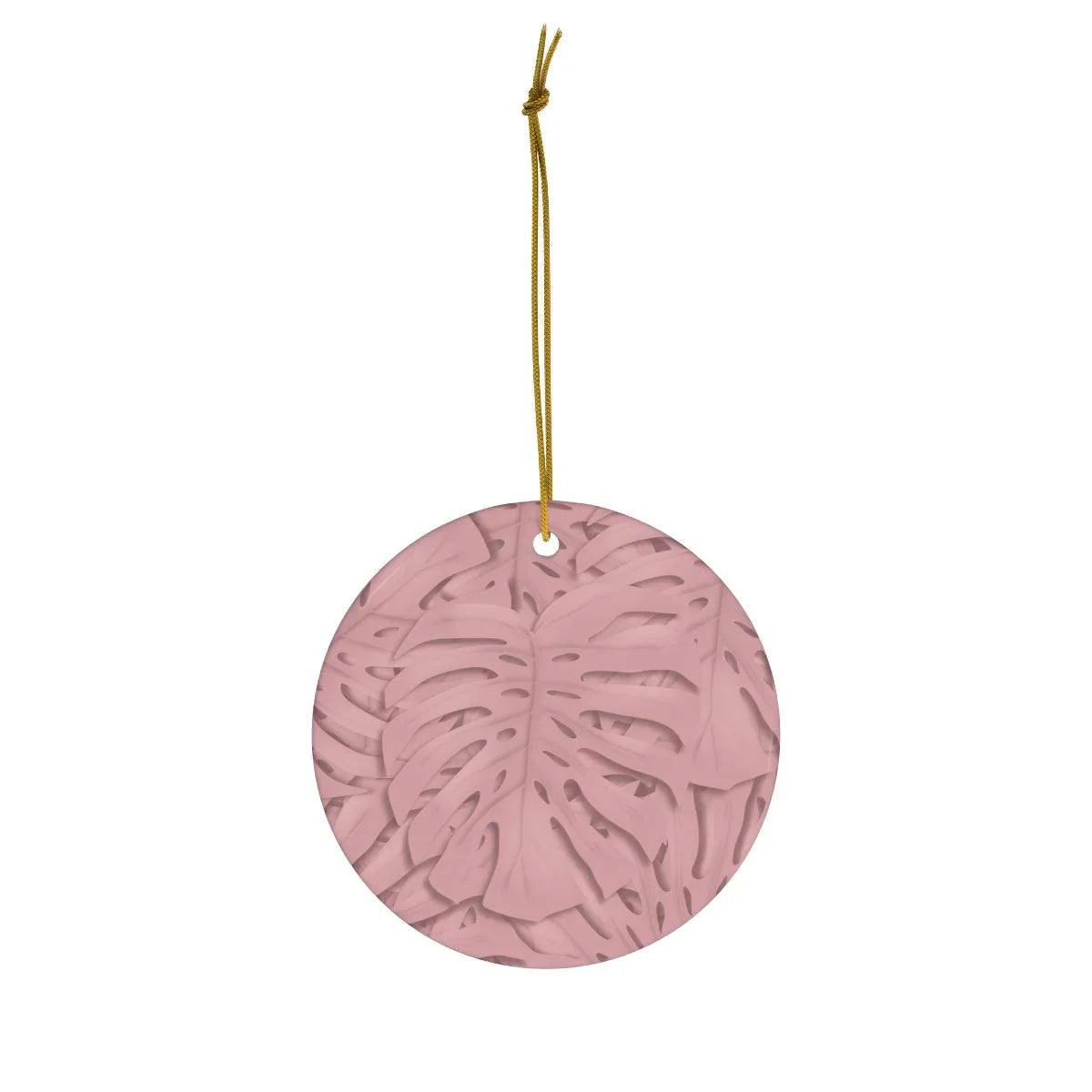 Soft Pink Monstera Ceramic Ornament