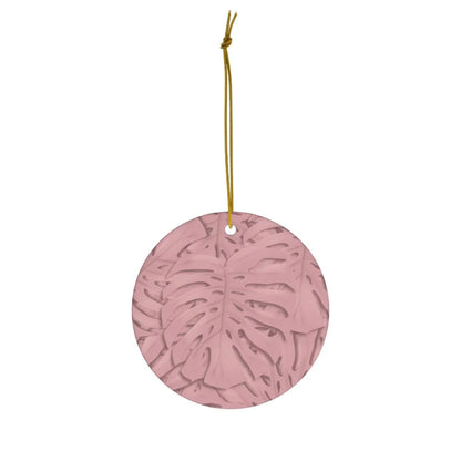 Soft Pink Monstera Ceramic Ornament