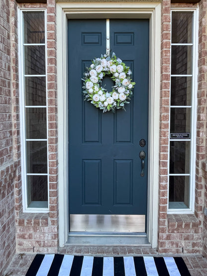 White Peony and Lambs Ear Spring Wreath