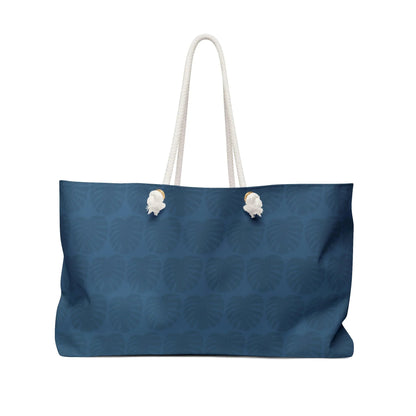 Navy Monstera Pattern Weekender Bag