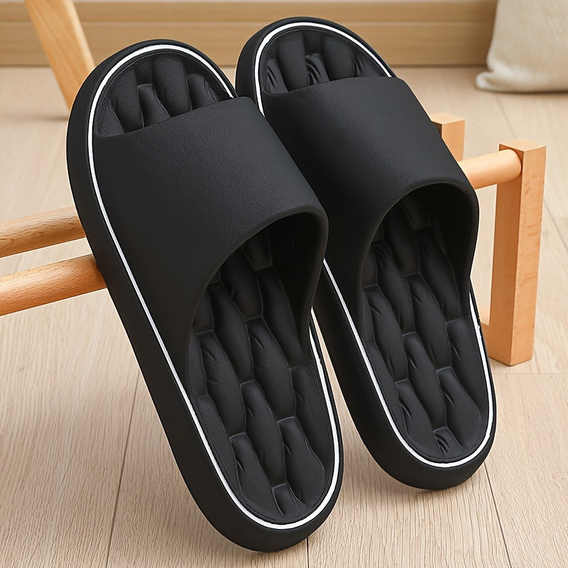 1pc Men'S for home Anti-Slip Slippers Thick Sole Silent Bathroom Shower Soft Elastic Cushioning Slippers Comfortable For Home/Wear Out Non-Stuffy.