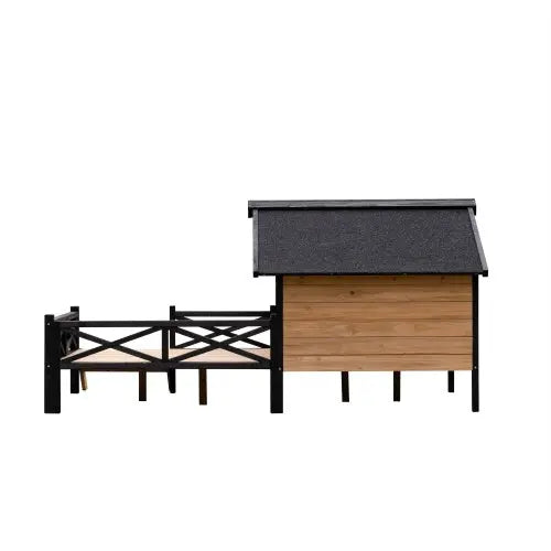 Premium Outdoor Wooden Dog Kennel - Large Cabin Style Pet House with Porch & Weather-Resistant Fir Wood