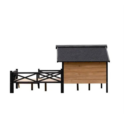 Premium Outdoor Wooden Dog Kennel - Large Cabin Style Pet House with Porch & Weather-Resistant Fir Wood