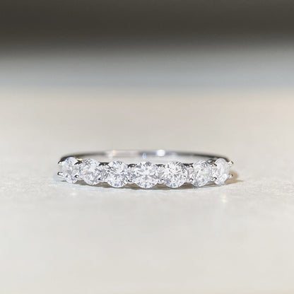 S925 Sterling Silver Seven Princess Stackable Ring Minimalist Design