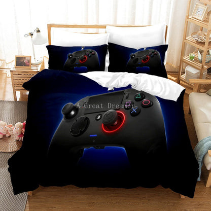 Digital 3D Game Controller Pattern Printed Bedding Three-Piece Set