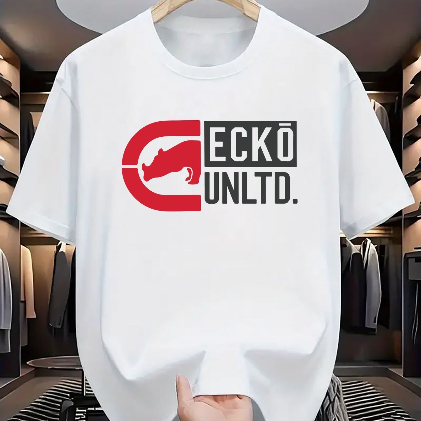 Men's Ecko Unltd. Graphic T-Shirt - Premium 100% Cotton Streetwear - Black with Red Rhino Logo