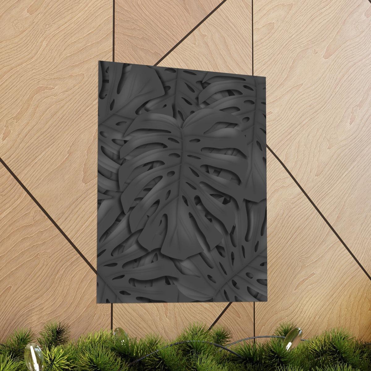 Charcoal Monstera Botanical Print – Unframed Wall Art