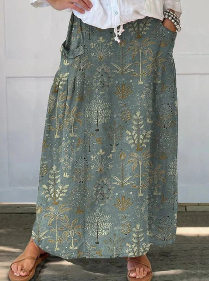 Women's Fashion Simplicity New Pocket Print Skirt