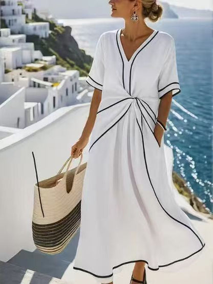 Women's Fashion Loose Striped Print Long Dress