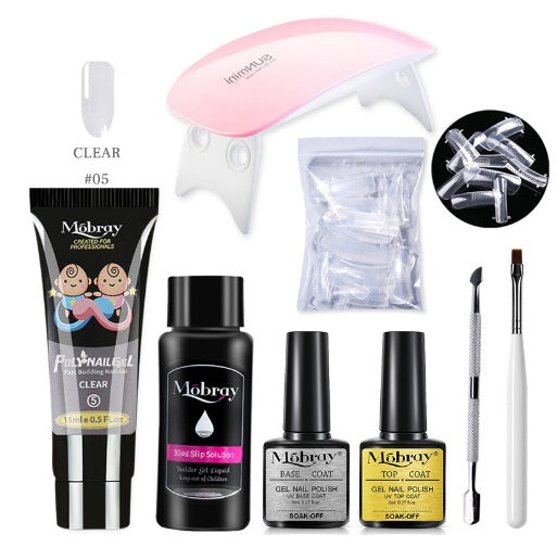 Nail Art Set Tool Extension Gel Nail Art UV Lamp Crystal Extension Gel Set Beginner Complete