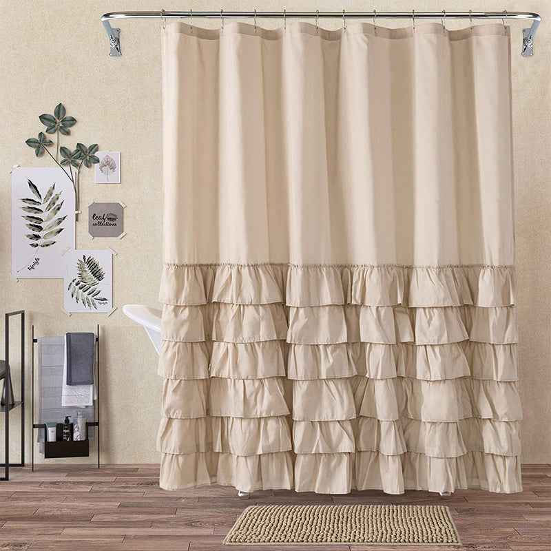Folding Polyester Bathroom Partition Shower Curtain