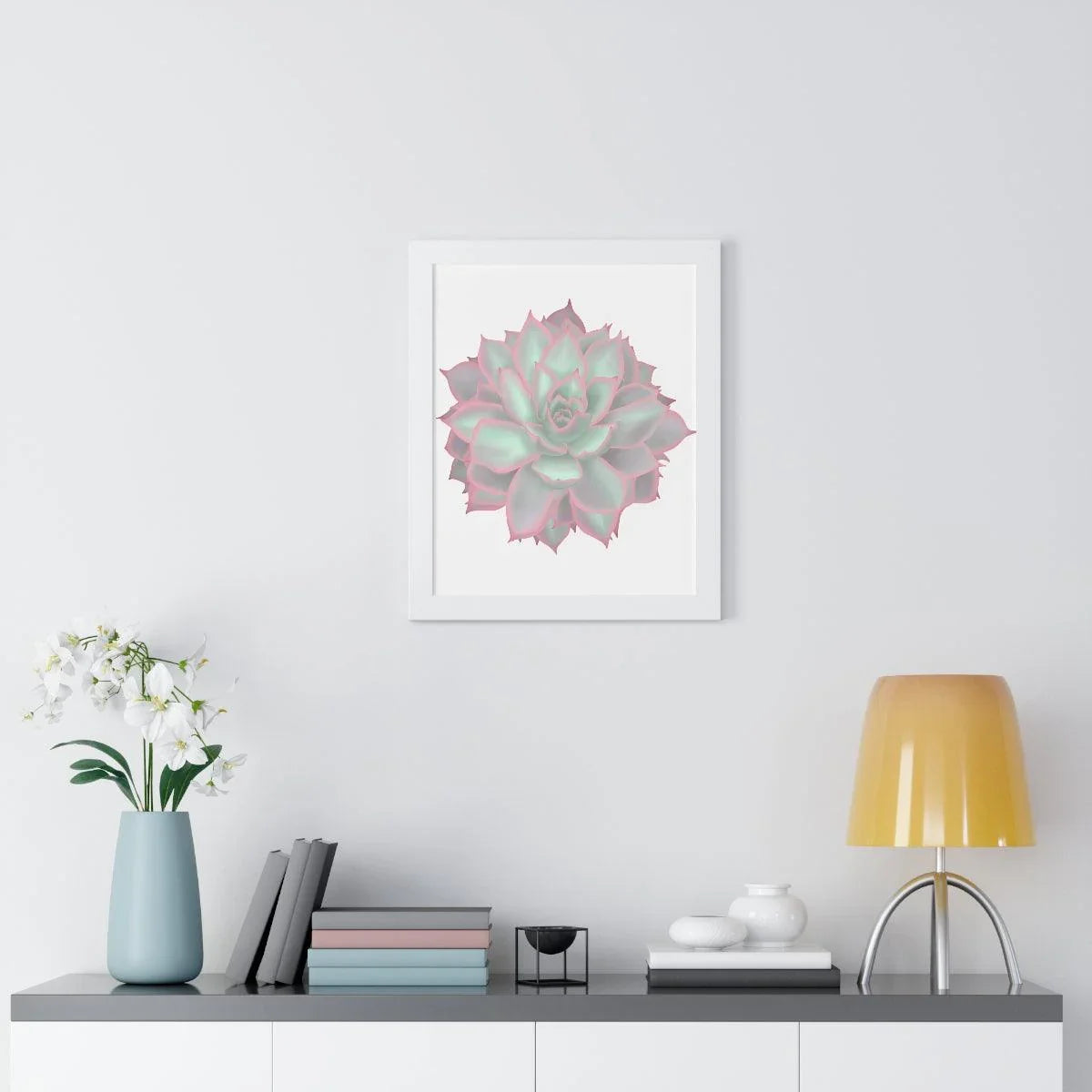 Echeveria Violet Queen Succulent Framed Print – Botanical Wall Art