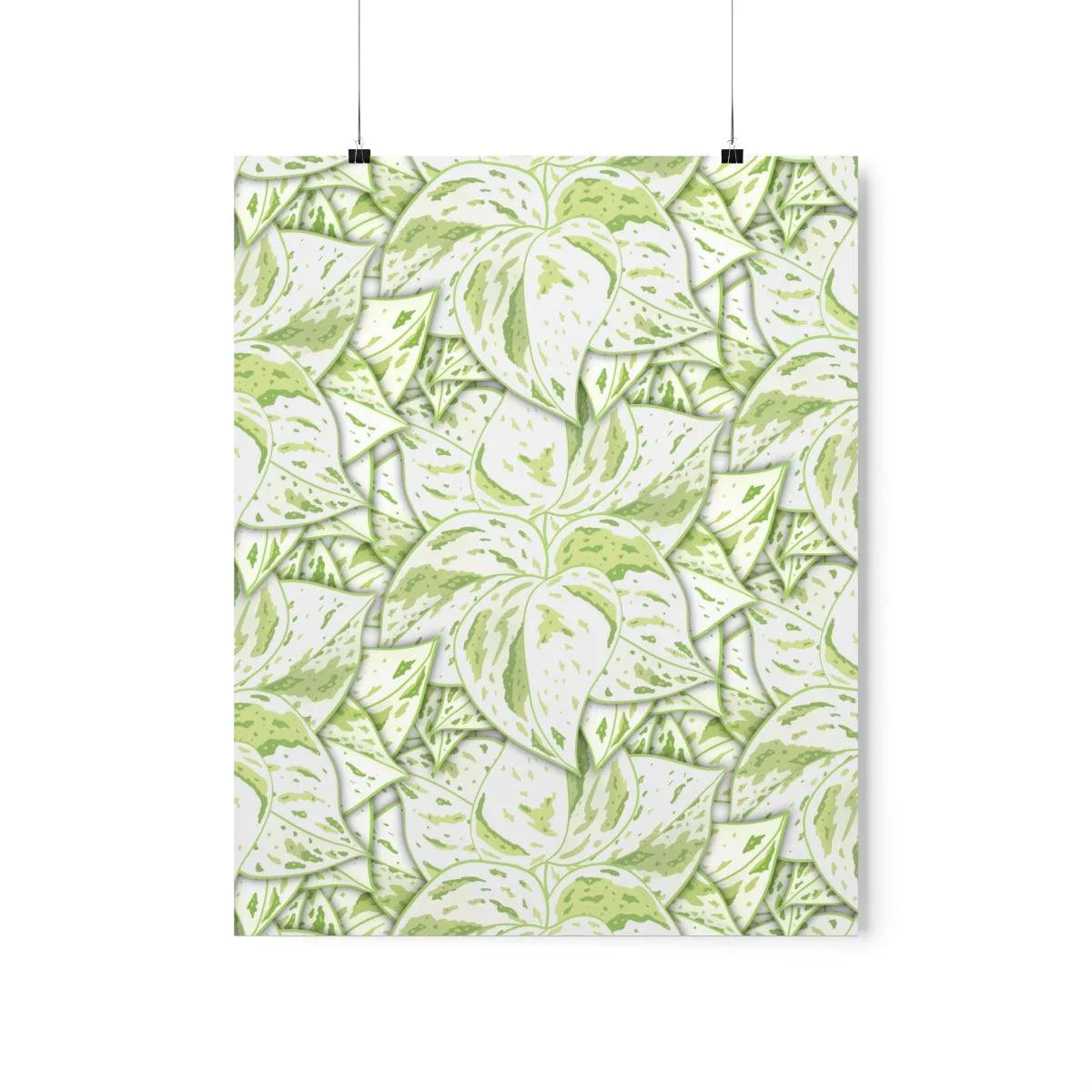 Snow Queen Pothos Pattern Botanical Print – Unframed Wall Art