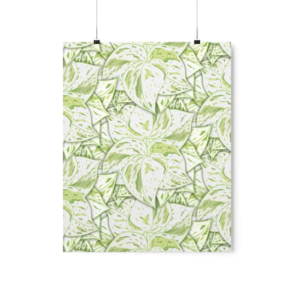 Snow Queen Pothos Pattern Botanical Print – Unframed Wall Art