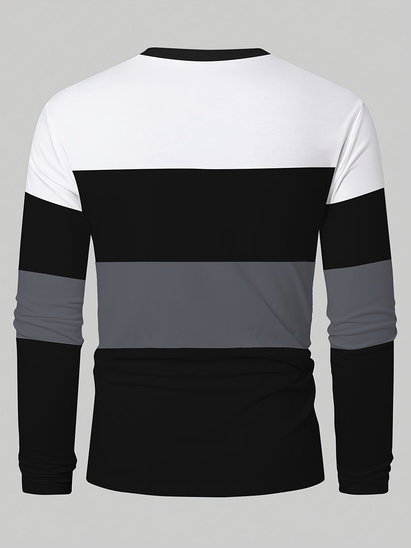 Men's & Teens Long Sleeve T-Shirt with Full-Body Striped Print - Black & White All-Season Casual Crew Neck Shirt, Suitable for Dad Gifts, Christmas Presents, Year-Round Wear - Machine Washable Digital Print Underwear