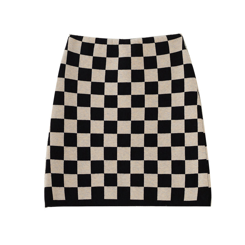 Female High Waist Was Thin Spring And Autumn Small All-match A-line Knitted Hip Skirt