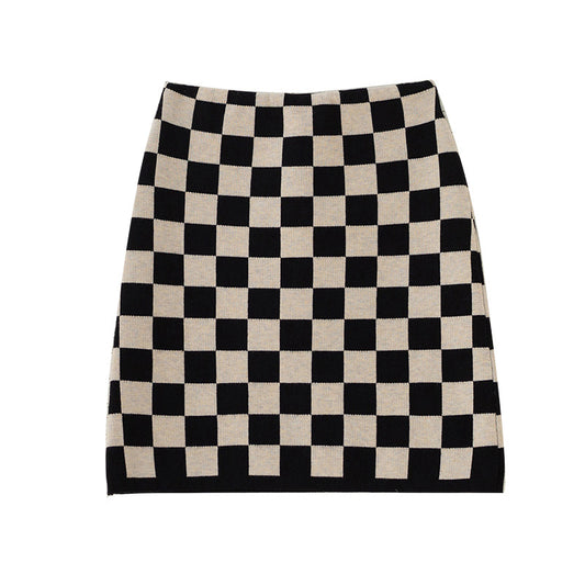Female High Waist Was Thin Spring And Autumn Small All-match A-line Knitted Hip Skirt
