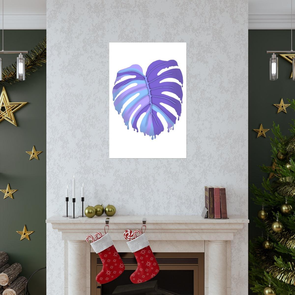 Purple Melting Monstera Botanical Print – Unframed Wall Art