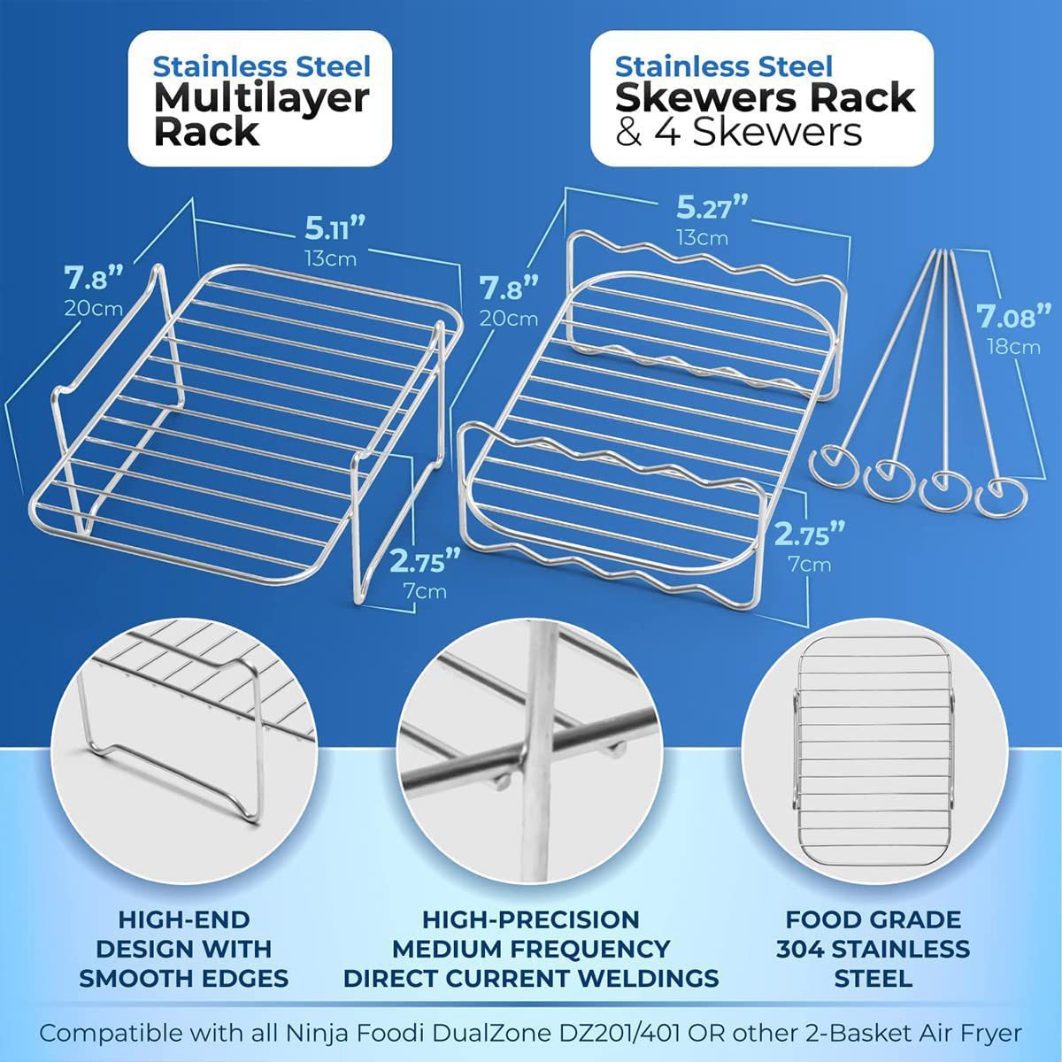 Rectangular Four-corner G-shaped BBQ Sticks Double Layer Stainless Steel Barbecue Grill Cross-border Foreign Trade