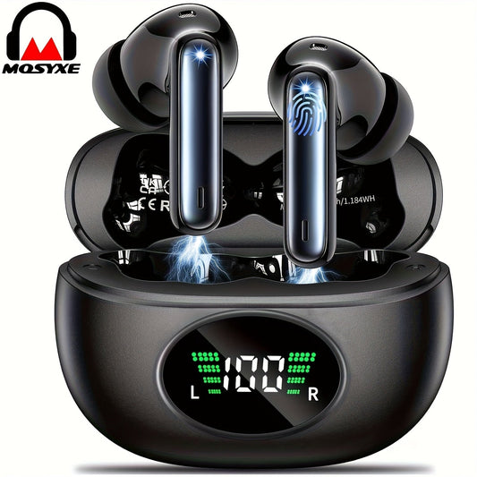 Bluetooth Earphones, Bluetooth Earbuds, In Ear Earphones, Wireless Earphones, with LED Power Display Charging Case, Bluetooth 5.4 Earphones, True Wireless Bluetooth Earphones, Playback Time Of 40 Hours, Wireless Noise Cancell