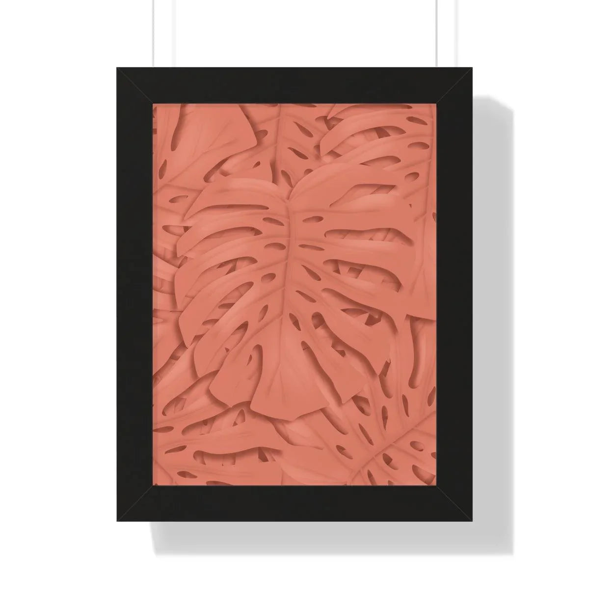 Coral Monstera Framed Print – Botanical Wall Art