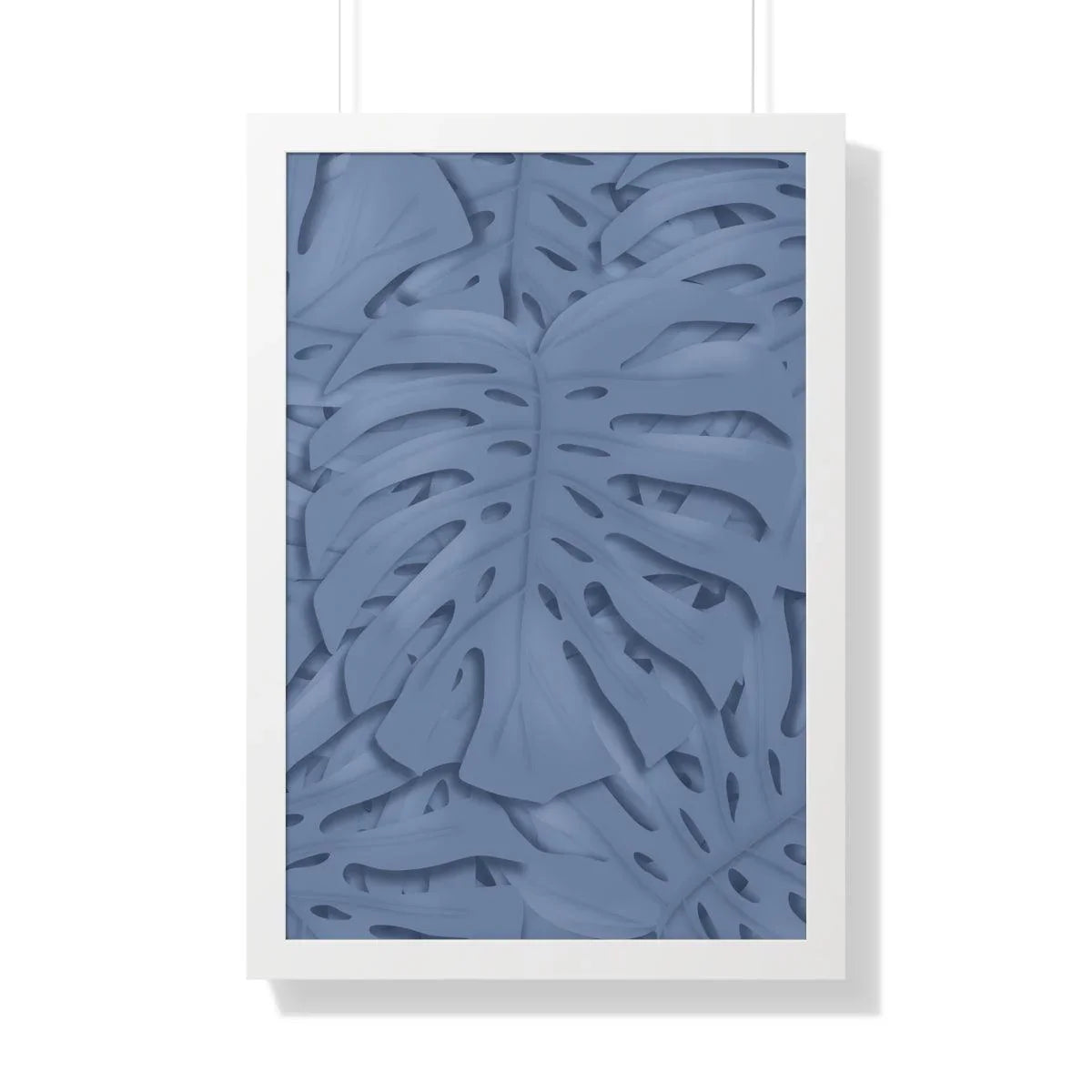 Blue Monstera Framed Print – Botanical Wall Art