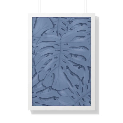 Blue Monstera Framed Print – Botanical Wall Art