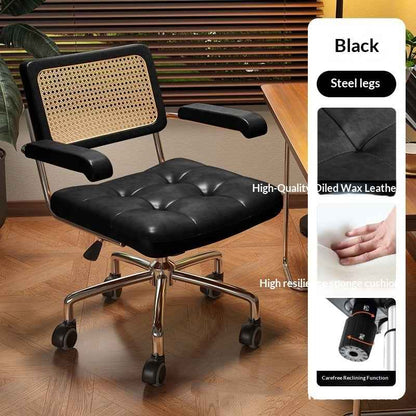 Wicker Computer Chair A Comfortable Height-adjustable Swivel Chair