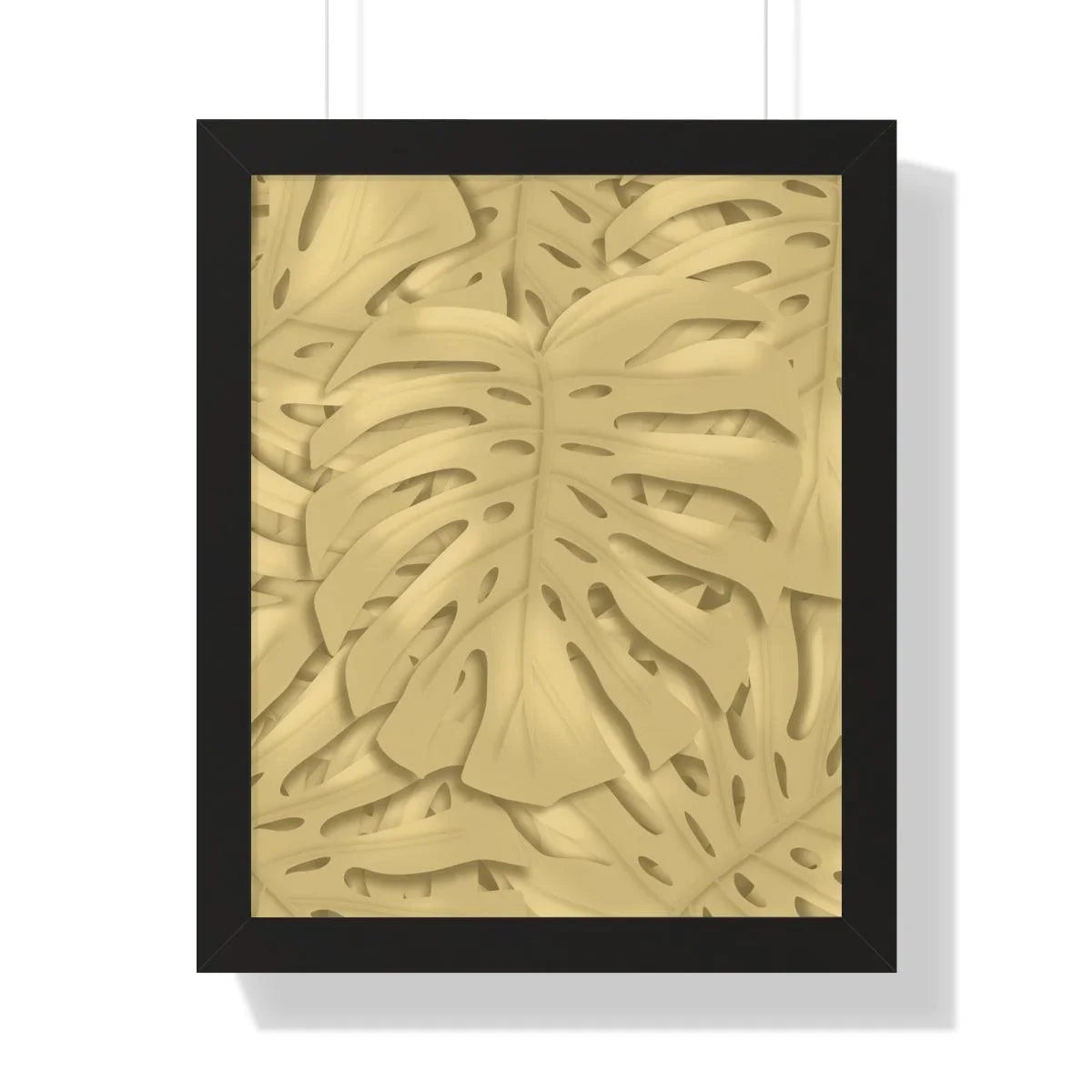 Golden Monstera Framed Print – Botanical Wall Art