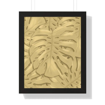 Golden Monstera Framed Print – Botanical Wall Art