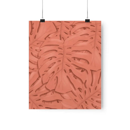 Coral Monstera Botanical Print – Unframed Wall Art
