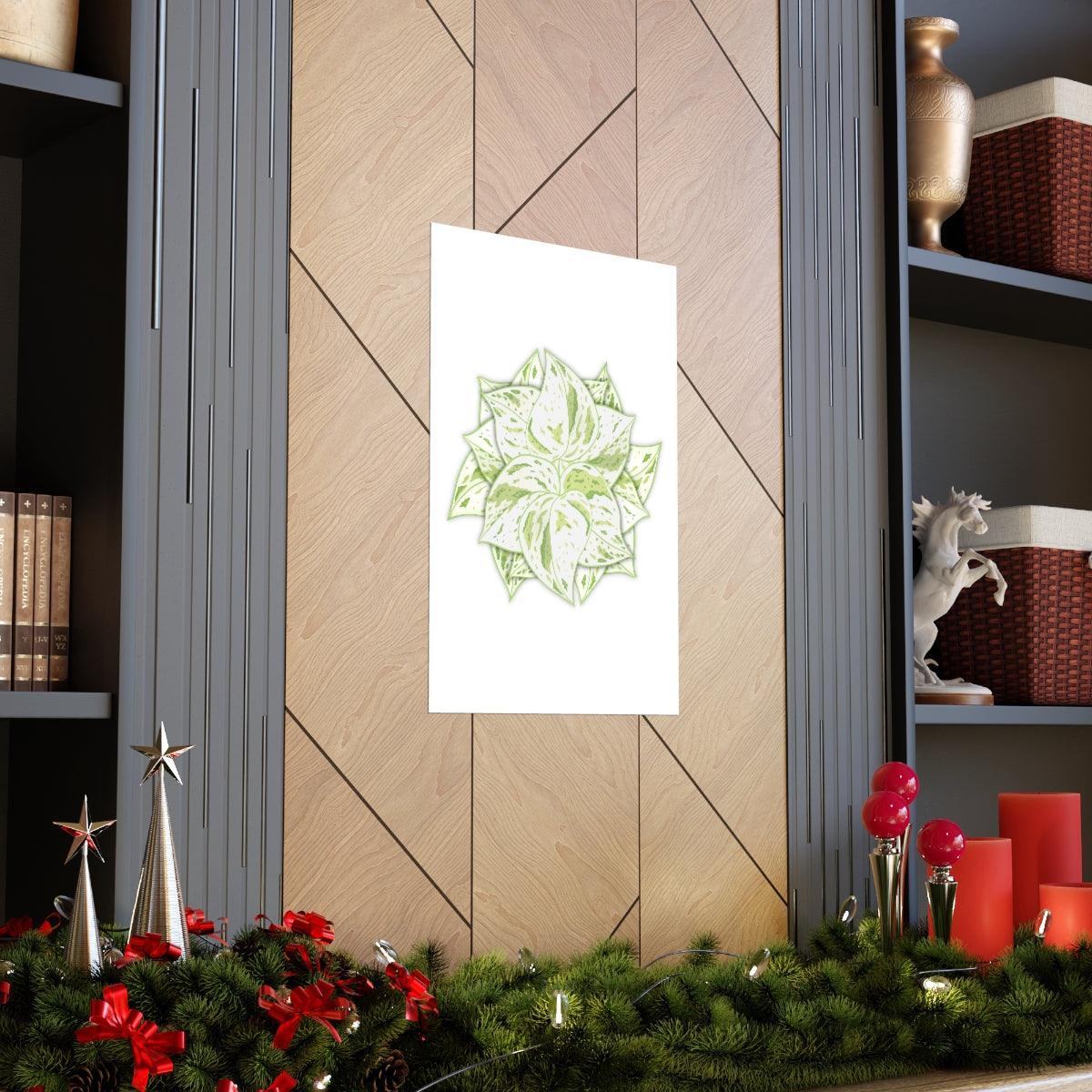 Snow Queen Pothos Botanical Print – Unframed Wall Art