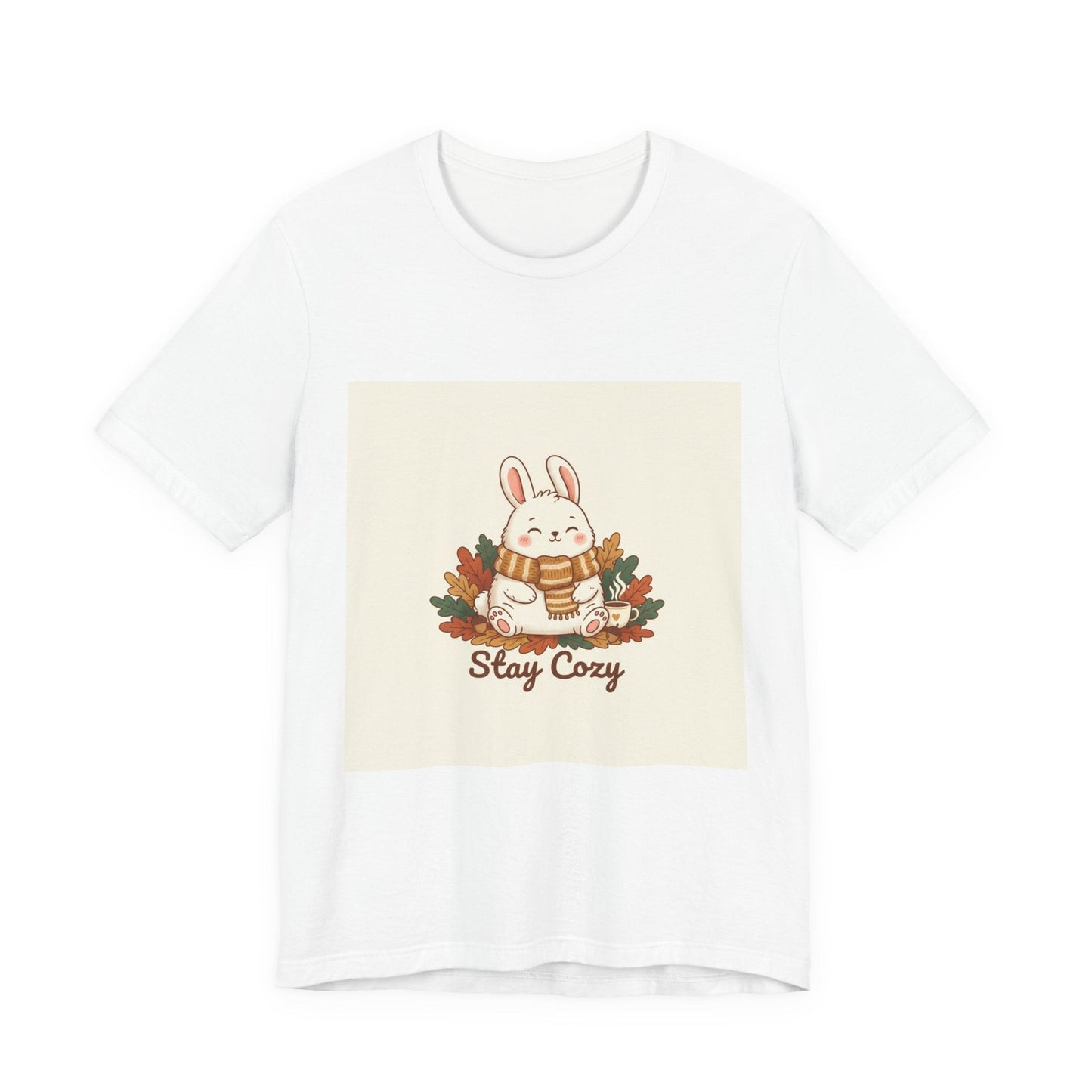 Stay Cozy Bunny T-Shirt | cute animal illustration, winter forest art