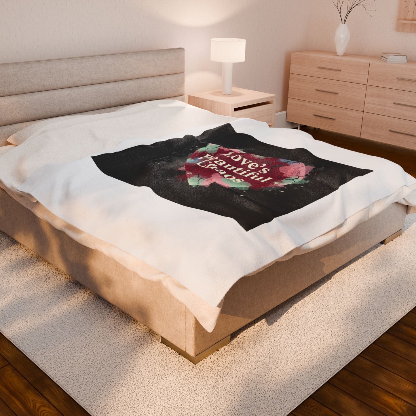 Love's Beautiful Chaos Velveteen Blanket | Soft Grunge Hearts, Distressed Heart Collage