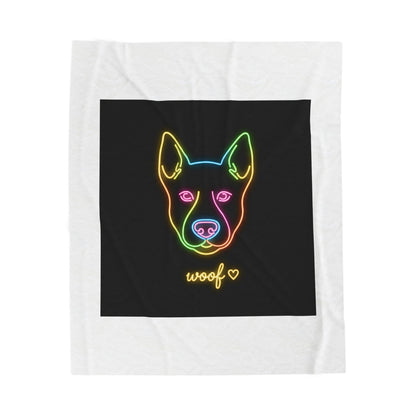 Neon Dog 'woof' Plush Blanket | Office Humor, Meeting Meme