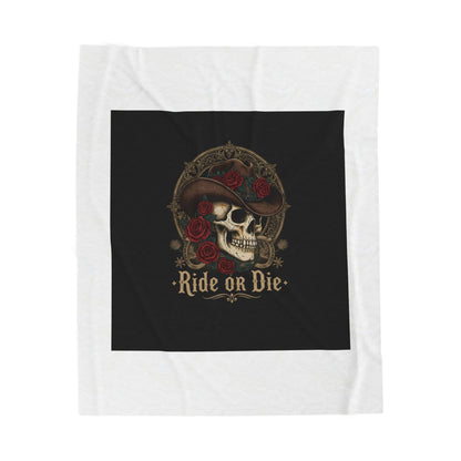 Ride or Die Skull Blanket | Western-Gothic, cowboy skull art, gothic Americana