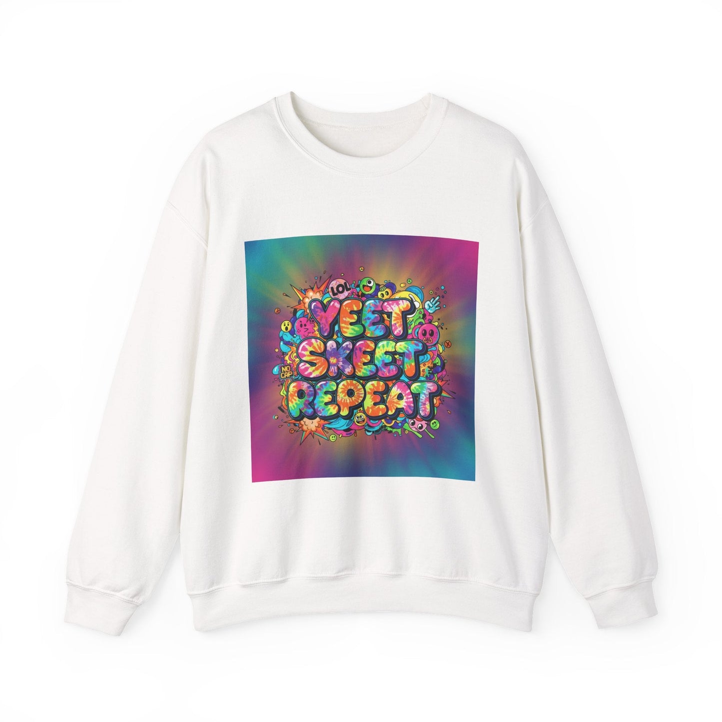 Yeet Sleep Repeat Sweatshirt | meme phrase, glitch graphic