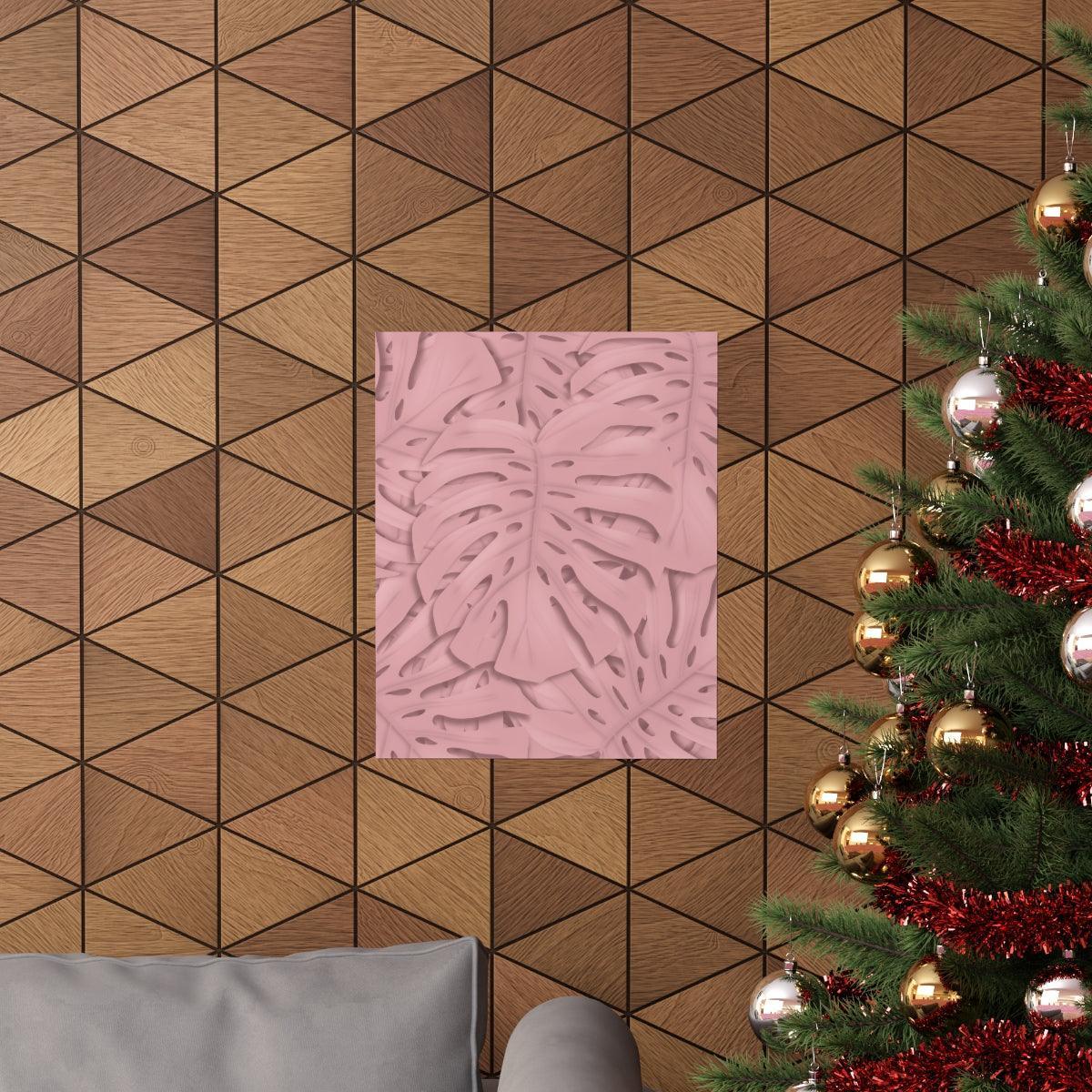 Soft Pink Monstera Botanical Print – Unframed Wall Art